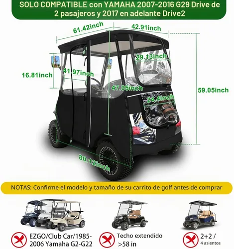 Vista 2 de Carro de golf recinto 2 plazas para Yamaha G29/Drive/Drive2 2007