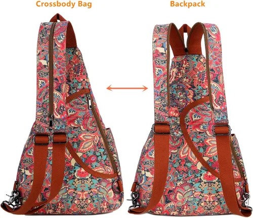 Vista 3 de Baosha Bolso bandolera colorido para mujer, mochila cruzada para el hombro, casual, viajes, senderismo, XB-10