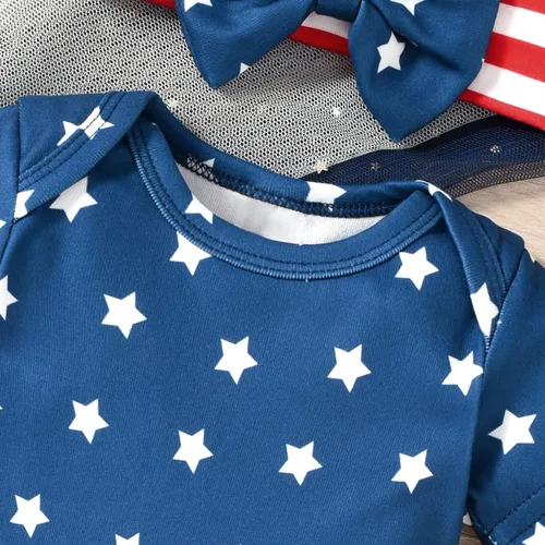 Vista 5 de Aalizzwell Vestido tipo body para bebé recién nacido Bandera estadounidense
