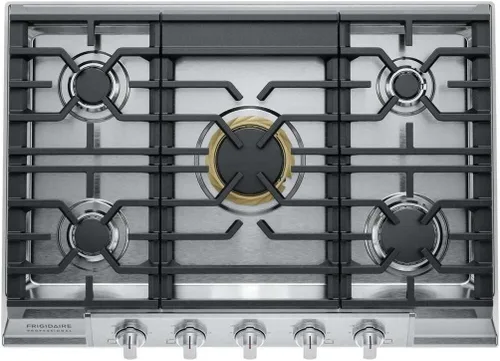 Vista 5 de Frigidaire Gallery Placa de Cocina de Gas de Acero Inoxidable de 36 Pulgadas, Estufa de 5 Quemadores con Kit de Conversión de Propano Líquido