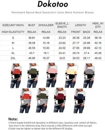 Vista 6 de Dokotoo suéter informal de punto para mujer con cuello redondo manga larga y bloques