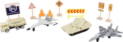 Vista 2 de Daron Boeing - Juego militar de 12 piezas con avión modelo de metal fundido a presión con piezas de plástico, vehículos y accesorios militares