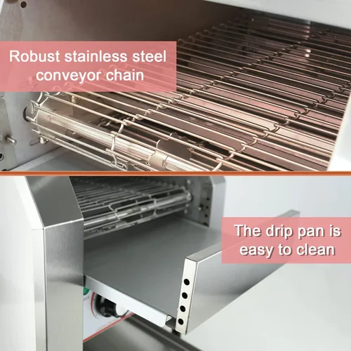 Vista 6 de Transportador de tostadora comercial de 150 rebanadas/hora, tostadora de acero inoxidable para pan de panecillo resistente con control de 7