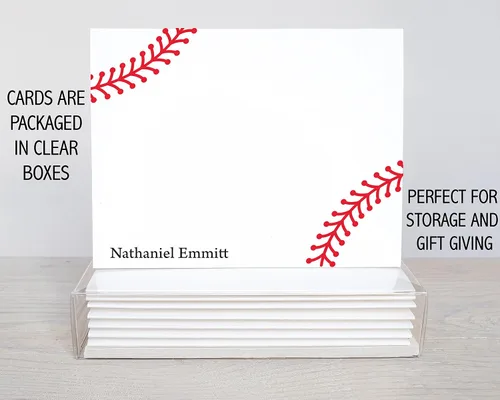 Vista 5 de Tarjetas de notas de costura de béisbol Papelería de béisbol personalizada Papelería para niños Notas deportivas de pelota base Juego de 10