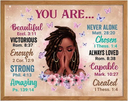 Vista 11 de Arte de Pared Afroamericano ENMARCADO - Regalos Cristianos para Mujeres, Mujeres Afroamericanas - Arte Negro de Inspiración - Escritura Espiritual
