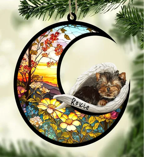 Vista 21 de Atrapasoles conmemorativo personalizado para perros, adorno navideño de Airedale Terrier, recuerdo por pérdida de mascota, regalos conmemorativos
