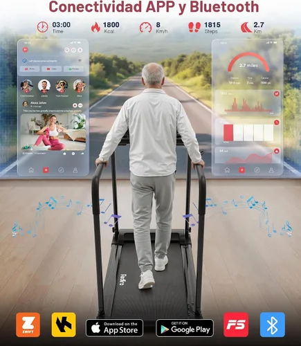 Vista 4 de Redliro Backwards Treadmill for Seniors with Long Handrails - 0.3 MPH Start