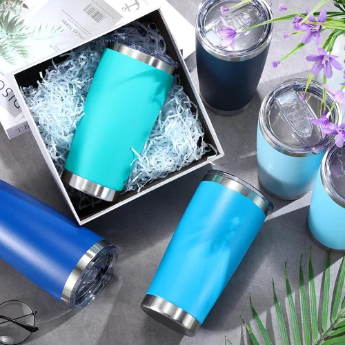 Vista 4 de Sieral 36 Pack Stainless Steel Tumblers Bulk with Lids, 20 oz, Cool Color Color fresco