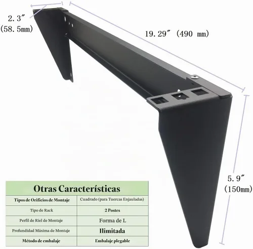Vista 4 de Estante vertical de montaje en pared de 1U de 19" - Heavy Duty