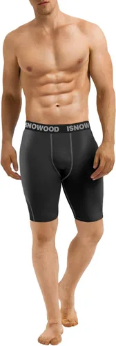 Vista 4 de Isnowood - Pantalones cortos de compresión para hombre, ropa interior atlética de elastano, para ejercicio, correr