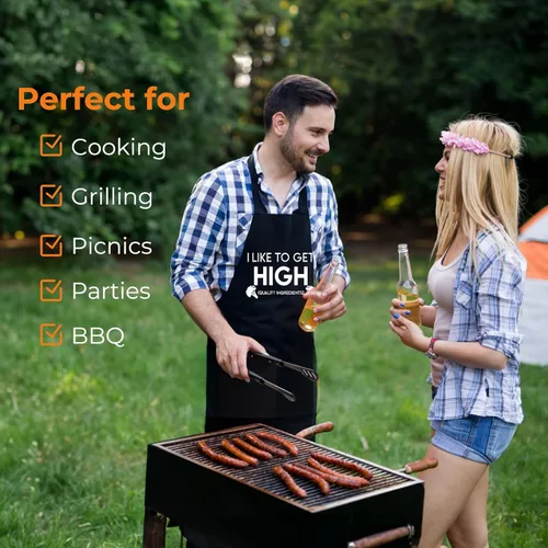 Vista 2 de Delantal divertido para asar a la parrilla para hombres - Delantal para barbacoa y cocina