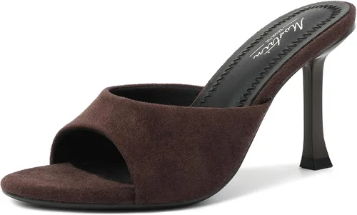Vista 21 de Mostrin - Sandalias con tacón de gatitos para mujer, con punta redonda con lazo, vintage, sexy, de tacón aguja, sin talón, para fiesta y uso diario