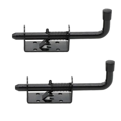 Vista 2 de Perno de cierre con resorte de 5 pulgadas, cerradura de puerta de pasador con resorte resistente, cobertizo de pasador de 1/2 pulgadas (2, negro)