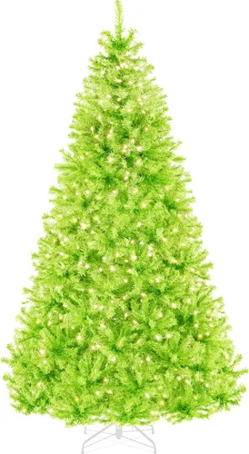Vista 95 de Best Choice Products Árbol de Navidad azul bebé preiluminado de 6 pies, decoración navideña artificial completa con 947 puntas de rama, 250 luces