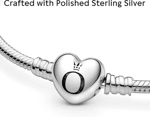 Vista 4 de Pandora Moments - Pulsera de cadena de serpiente con cierre de corazón, pulsera para mujer, compatible con momentos, con caja de regalo