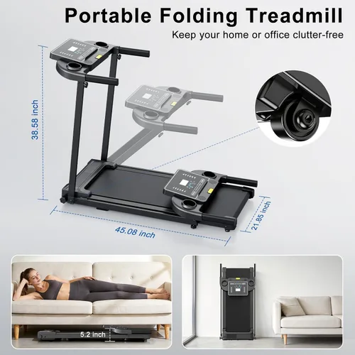 Vista 13 de Treadmills for Home Walking Pad Machine Foldable Treadmill with Handle Bar for Running Jogging Gym Compact Portable Small Caminadora Electrica