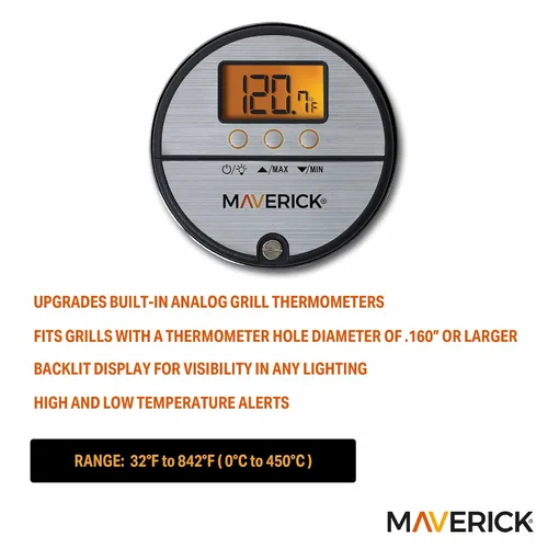 Vista 2 de Maverick Termómetro profesional de termopar para parrilla, actualización digital para termómetros analógicos integrados, se adapta a agujero