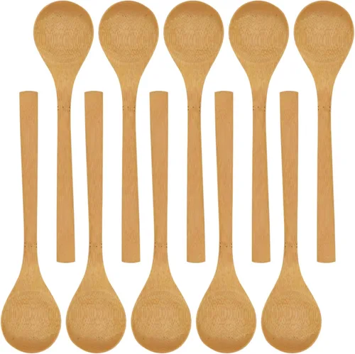 Vista 8 de BambooMN Cuchara de cena reutilizable de bambú sólido de 8 pulgadas, cubiertos de comedor, utensilios de cocina, 10 piezas