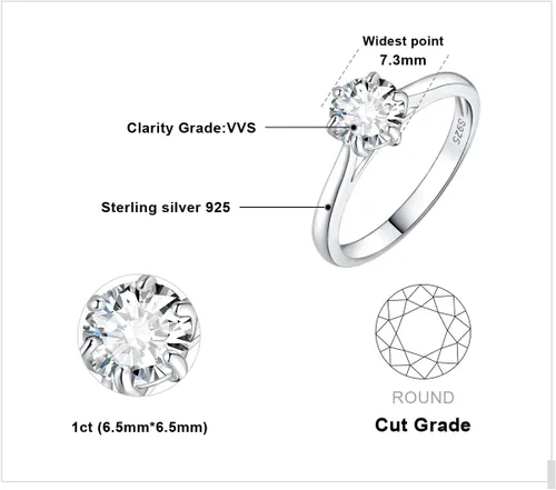 Vista 2 de JewelryPalace Classic 1-3ct Round Cut Cubic Zirconia Solitaire Engagement Rings for Women, 14K White Yellow Rose Gold Plated 925 Sterling Silver