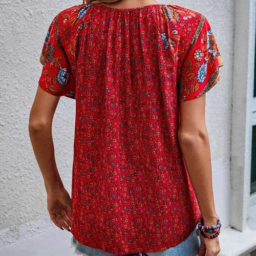 Vista 4 de Blouses for Women Dressy Casual 2023 Spring Going Out Bohemian Tshirts Vintage Tees Preppy Clothes Women Tops