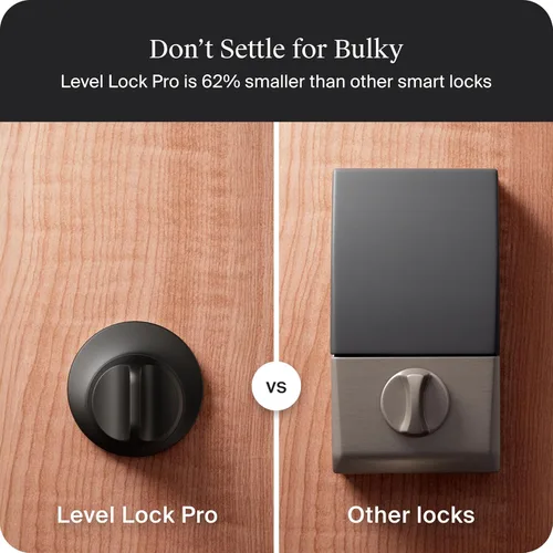 Vista 2 de Level Lock Pro - Cerradura inteligente más pequeña, rápida e innovadora del mundo - Cerrojo de seguridad de materia sobre rosca más llave Apple Home
