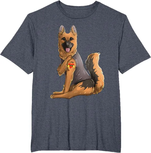 Vista 25 de Camiseta de perro con tatuaje de pastor alemán I Love Mom para el día de la madre, Negro, S