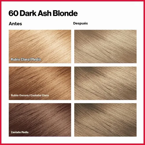 Vista 7 de Revlon Colorsilk - Tinte para el cabello, rubio ceniza oscuro, paquete de 3 unidades 60 rubio ceniza oscuro