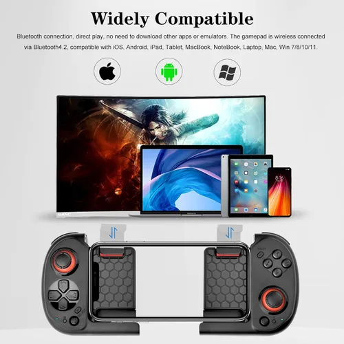 Vista 2 de Joso Mobile Gaming Controller for iPhone, Android, Direct Play, Portable Bluetooth Mini Controller Gamepad Joystick with Magnetic Storage for iPhone