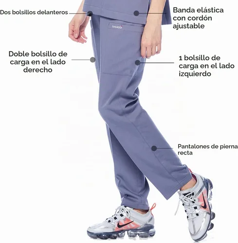 Vista 4 de Conjunto de uniforme sanitario Dagacci unisex, con cuello en V, súper elástico, conjunto de uniforme Negro