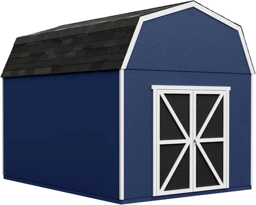 Vista 11 de Handy Home Products Braymore - Cobertizo de almacenamiento de madera de 10x10 con piso para armar tu mismo