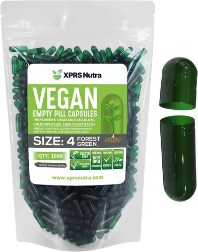 Vista 10 de XPRS Nutra Tamaño 4 Cápsulas vacías - 100 unidades de pequeñas cápsulas veganas vacías - Píldoras vegetarianas DIY para rellenar con vegetales - Agua