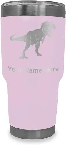 Vista 16 de LaserGram Vaso aislado al vacío de 20 onzas, dinosaurio Tiranosaurio Rex, grabado personalizado incluido (negro)