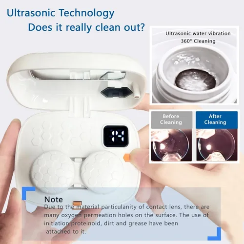 Vista 7 de Limpiador de lentes de contacto con espejo, máquina limpiadora de lentes de contacto, limpiador ultrasónico USB para eliminación de lentes suaves