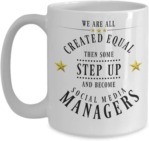 Vista 3 de Social Media Management Regalos Divertido Regalo para Gerente de Medios Sociales Creado Igual Regalo de Apreciación para Hombres Tazas de Café Taza