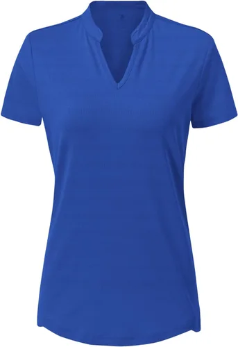 Vista 17 de Gopune Polo de golf con cuello en V para mujer, sin cuello, manga corta, ligera, de secado rápido, camisetas de tenis para correr