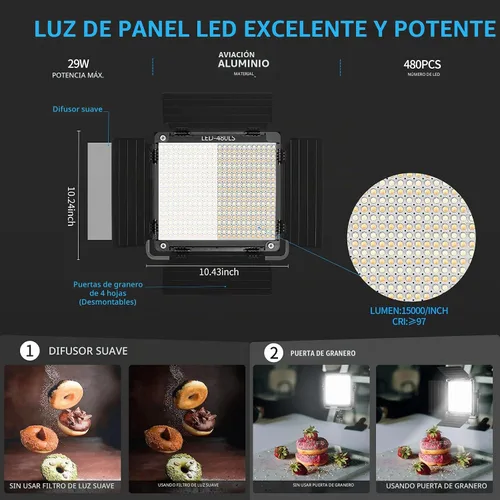 Vista 2 de GVM Paquete de 3 kits de iluminación de video LED con control de aplicación, variable bicolor 2300K ~ 6800K con pantalla digital de brillo de 10 ~