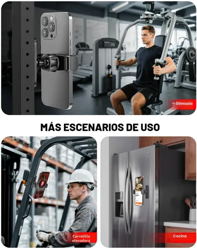 Vista 8 de APPS2Car [Paquete de 2] Soporte magnético para teléfono de gimnasio, ajustable en 360°, compatible con teléfonos inteligentes de 4.7 a 6.5 pulgadas