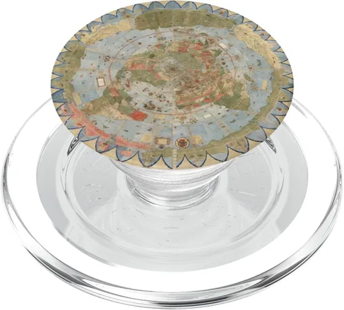 Vista 7 de Urbano Monte Flat Earth Map Mapa de Mundi Atlas Cartografía PopSockets PopGrip intercambiables