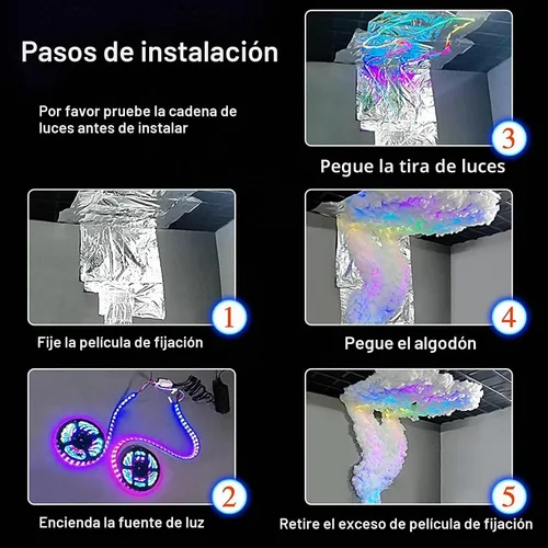 Vista 6 de Luz de Nube Multicolor con Rayos Cambiantes, Luz LED 3D de Nube de Tormenta de Algodón con Rayos, Luz Nocturna de Ambiente Colorida, Luces de Nube