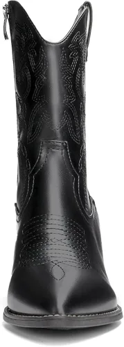 Vista 5 de DREAM PAIRS Botas vaqueras para mujer, puntera puntiaguda, tacón grueso, botas vaqueras con cierre de cremallera, botas occidentales cosidas