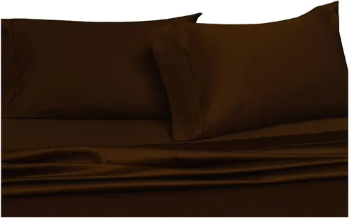 Vista 3 de Royal Hotel Bedding Juego de sábanas de microfibra cepillada sin arrugas de chocolate sólido individual, bolsillo profundo, 3.35 oz/m², sábanas 100%
