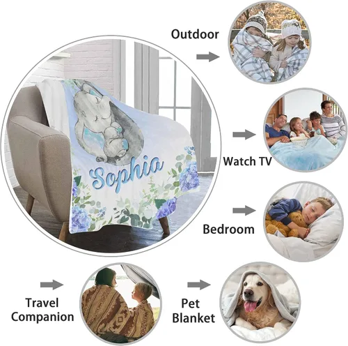 Vista 4 de Artsadd Manta de bebé personalizada para niñas y niños, mantas de bebé personalizadas con nombre, manta personalizada para niños, recién nacidos