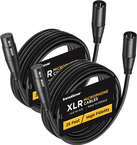 Vista 8 de InnoGear XLR - Cables de micrófono, 3 pies, paquete de 2 cables de cobre sin oxígeno macho a hembra de 3 pines, cable de micrófono XLR equilibrado