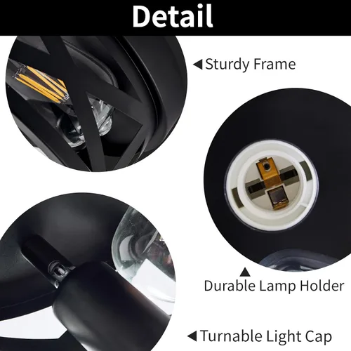 Vista 3 de Lámpara de techo de granja de montaje empotrado de 13 pulgadas color negro - Iluminación de pasillo de 3 luces con base E26, ideal para cocina