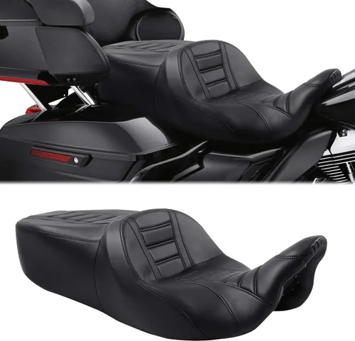Vista 7 de Asiento de pasajero para Harley 2009-2023 Touring Road King Street Glide Road Glide Electra Glide Tri Glide Ultra Classic Negro/Negro