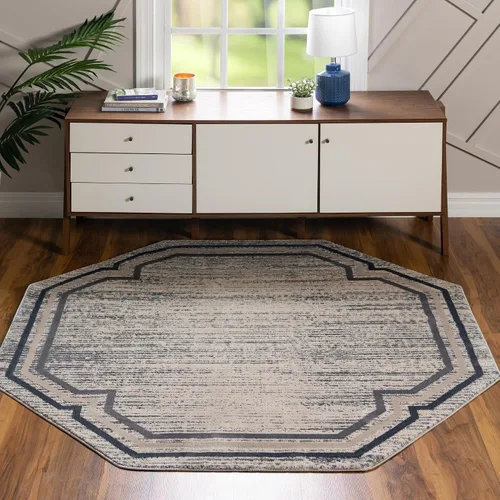 Vista 12 de Unique Loom Oasis Collection - Alfombra de área - Fuente (2 pies x 3 pies, rectangular, gris/marfil)