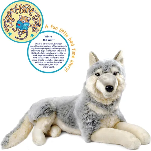 Vista 2 de TigerHart Winry El Lobo - Perro de peluche suave de 27 pulgadas (sin incluir la medida de la cola)
