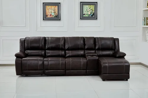 Vista 2 de Servidumbre De Cuero Marrón Modular Reclinado Seccional 8061 (Marrón, Consola)