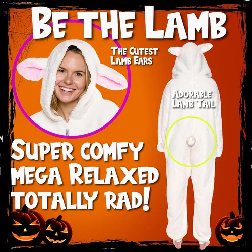 Vista 3 de Funziez! Slim Fit Sherpa Adult Onesie - Animal Halloween Costume - Plush One Piece Cosplay Suit for Women and Men