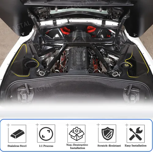Vista 5 de Cubierta del panel lateral del motor compatible con Chevrolet Corvette C8 2020-2026, cubiertas traseras del motor, accesorios de decoración